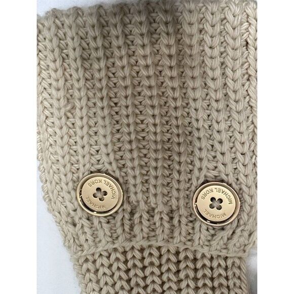 MICHAEL KORS Scarf With Pockets CREAM Gold Tone BUTTONS KNIT SCARF $68 - Picture 7 of 9